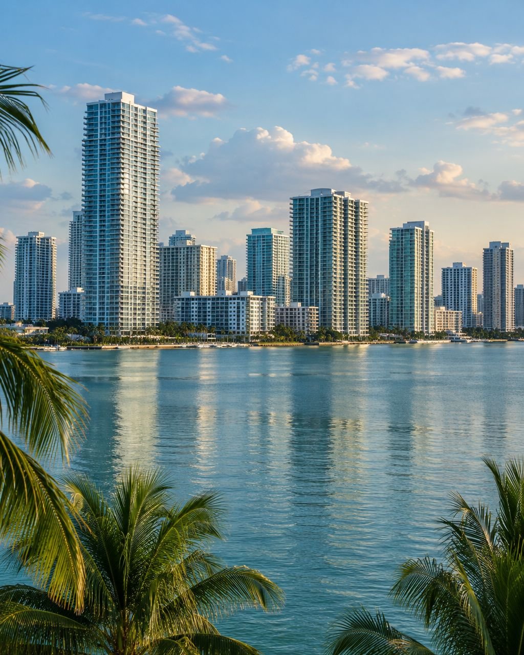 Illustrative Miami condominium skyline across Biscayne Bay for an estate appraisal guide